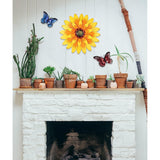 Grote Metalen Zonnebloem-Wanddecoratie - 33cm - Kleurrijke Wandsculptuur - Geschikt voor Thuis, Keuken, Slaapkamer, Tuin - Geschikt voor Binnen & Buiten - Duurzame Kunstwerk Decoratie