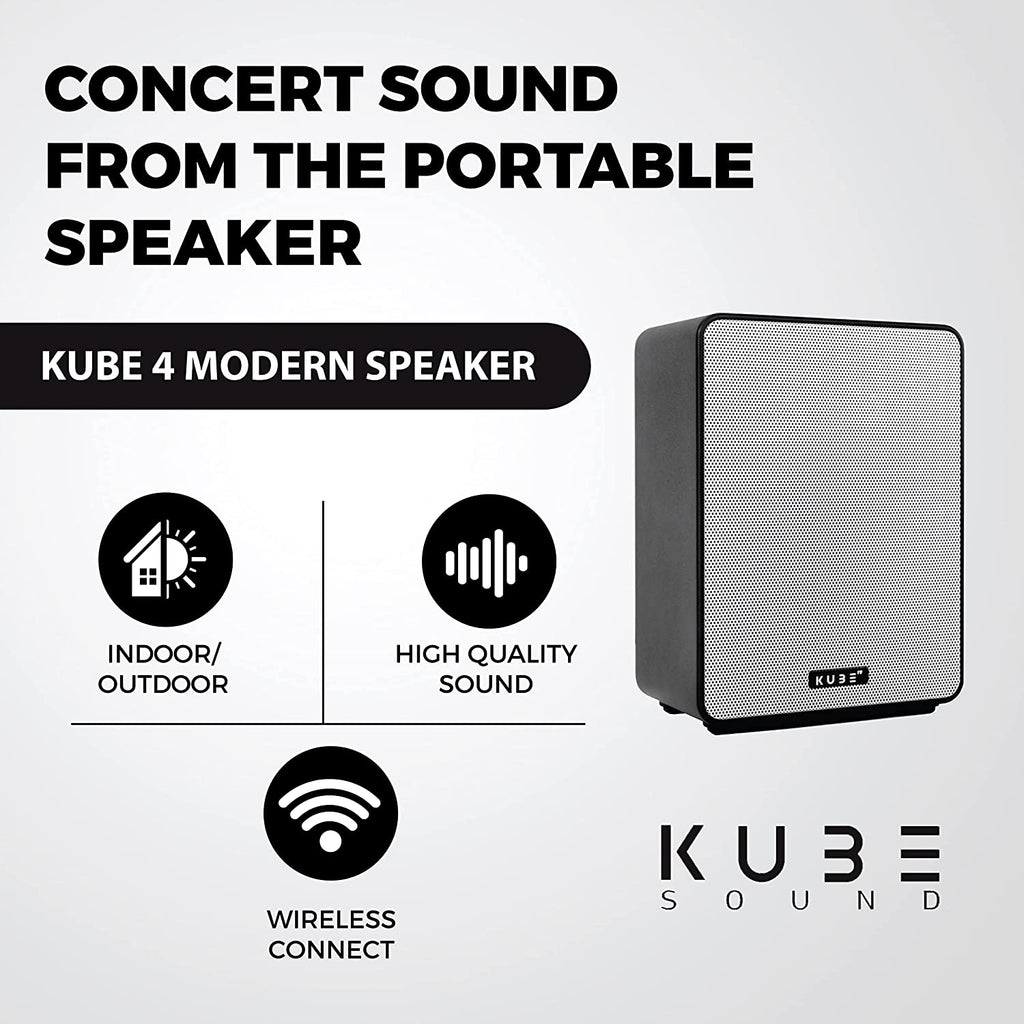 Kube4 - Draagbare WiFi en Bluetooth Draadloze Speaker - 40 Uur Speeltijd - Superieure Geluidskwaliteit - Uitzonderlijke Batterijduur - App- of Airplay 2 Besturing - Compact en Lichtgewicht - Voor Binnen en Buiten