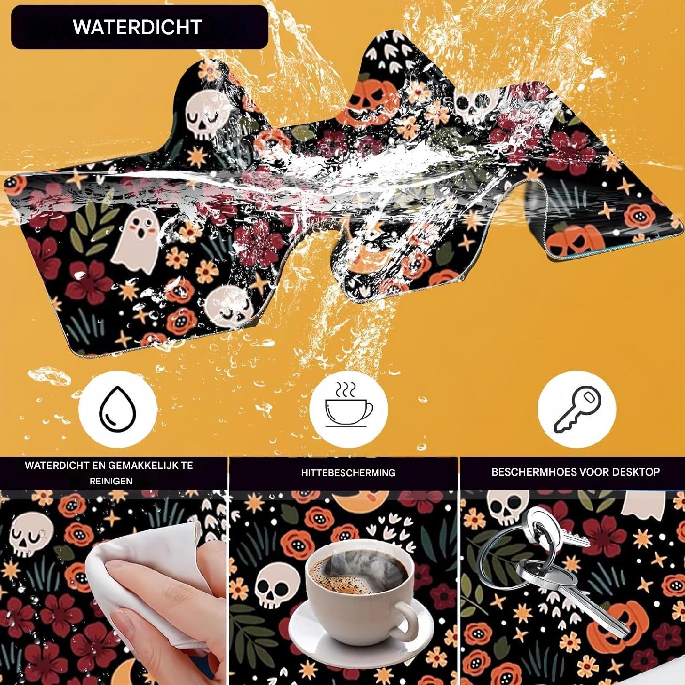 XXL Gaming Mouse Pad - 900 x 400 mm - Grote Onderlegger met Versterkte Randen - Non-Slip Rubber Onderkant - Waterdichte Bureau Mat - Halloween Design - Voor Laptop, Toetsenbord en Muis