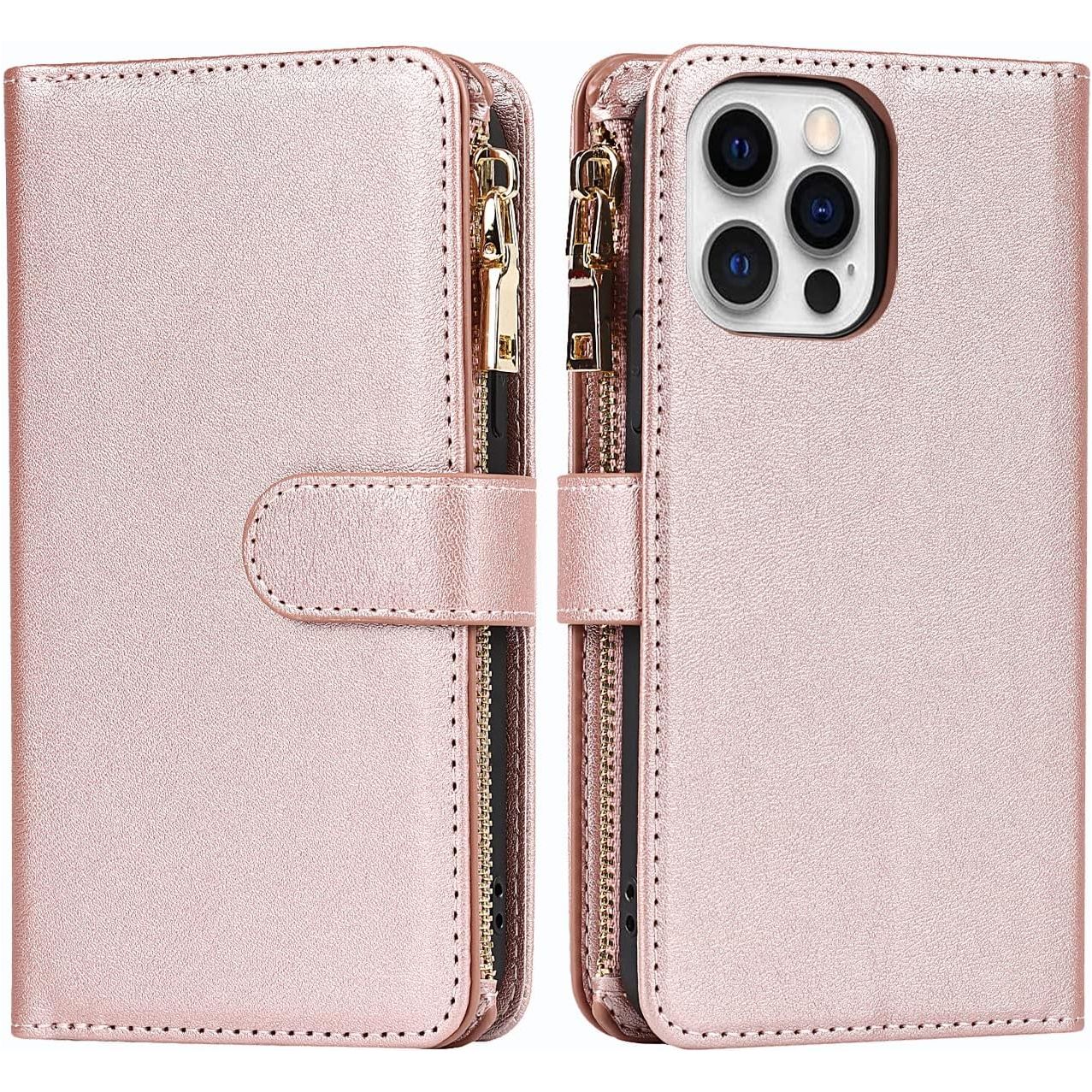 Mobiele Telefoonketting iPhone 14 Pro (6.1 Inch) Hoesje met Riem - Mobiele Telefoon Hoesje iPhone 14 Pro - Flip Leren Portemonnee Hoesje - [9 Kaartsleuven] [Magnetische Sluiting] - Flip Hoesje Beschermhoes voor iPhone 14