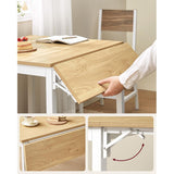 Uitschuifbare Eettafel Voor 2–4 Personen – Opvouwbare Keukentafel In Naturel Eiken En Wolkwit – VASAGLE Tafel Met Inklapbare Zijkanten – Ruimtebesparende Tafel Met Stalen Frame – 78 x 120 cm – Compact En Stevig Ontwerp
