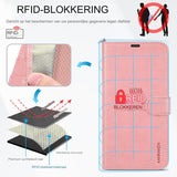 Hoesje voor iPhone 14/13 (6.1¨) - Flip Portemonnee Hoesje van PU Leer met Polsband, RFID Blokkering, Kaartsleuven, Schokbestendig TPU, Kijkstandaard, Magnetische Folio Cover voor Dames en Heren, Roségoud