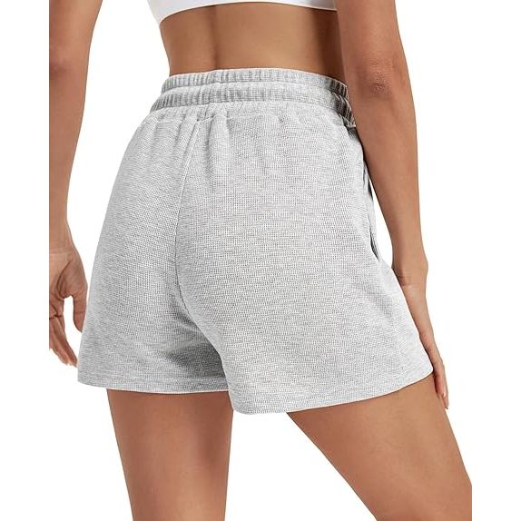 Dames Shorts Comfortabel en Los Model - Gemaakt van Zacht Wafel Katoen - Perfect voor Zomer en Herfst - Casual Lounge Broek met Trekkoord voor Optimale Pasvorm - Modieuze Keuze voor Dagelijks Gebruik