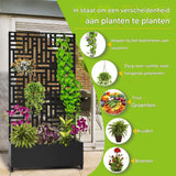 Metalen Plantenbak met Trellis - Verhoogd Tuinbed met Privacy Scherm - Outdoor Plantenbak op Wielen - Geschikt voor Klimplanten - Met Drainagegaten - 180x89x40 cm