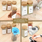 36 Stuks Glazen Kruidenpotjes 112ml – Vierkante Specerijpotten Met Bamboe Deksel &amp; 3 Soorten Strooidoppen – Kruidenpot Set Met 150 Labels, Vulpipetten &amp; Pen – Luchtdichte Glaspotjes Voor Kruidenrek, Lade, Organiser Of Keukenopslag