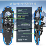 Sneeuwschoenenset met Klimhulp - 63 cm Lengte - Aluminium Allround 4-in-1 - Blauw - Inclusief Skistokken, Modder- en Sneeuwmanden, en Draagtas - Verstelbaar voor Schoenmaten 35-45 - Geschikt voor 50-100 kg