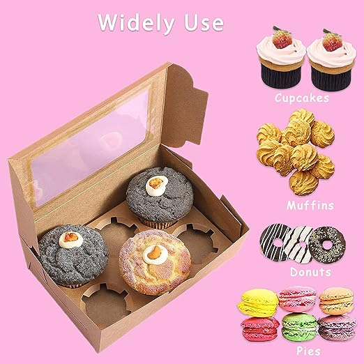 15-Pack Luxe Cupcake Dozen met Venster - Perfect voor Gebak en Muffins - Inclusief Kartonnen Inzetstukken en Bedankt Stickers - Duurzaam en Stijlvol Ontwerp