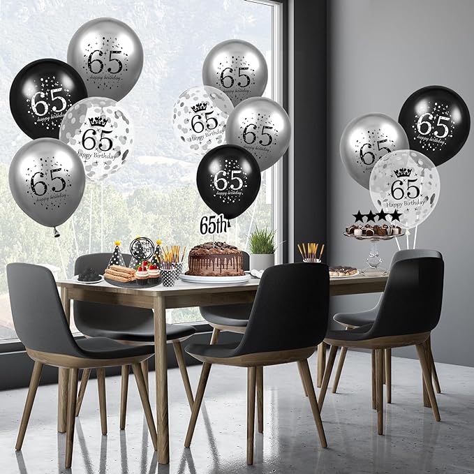 65 Jaar Verjaardag Confetti Ballonnen Set - 30cm - Perfect voor 65ste Verjaardagsfeest Decoraties
