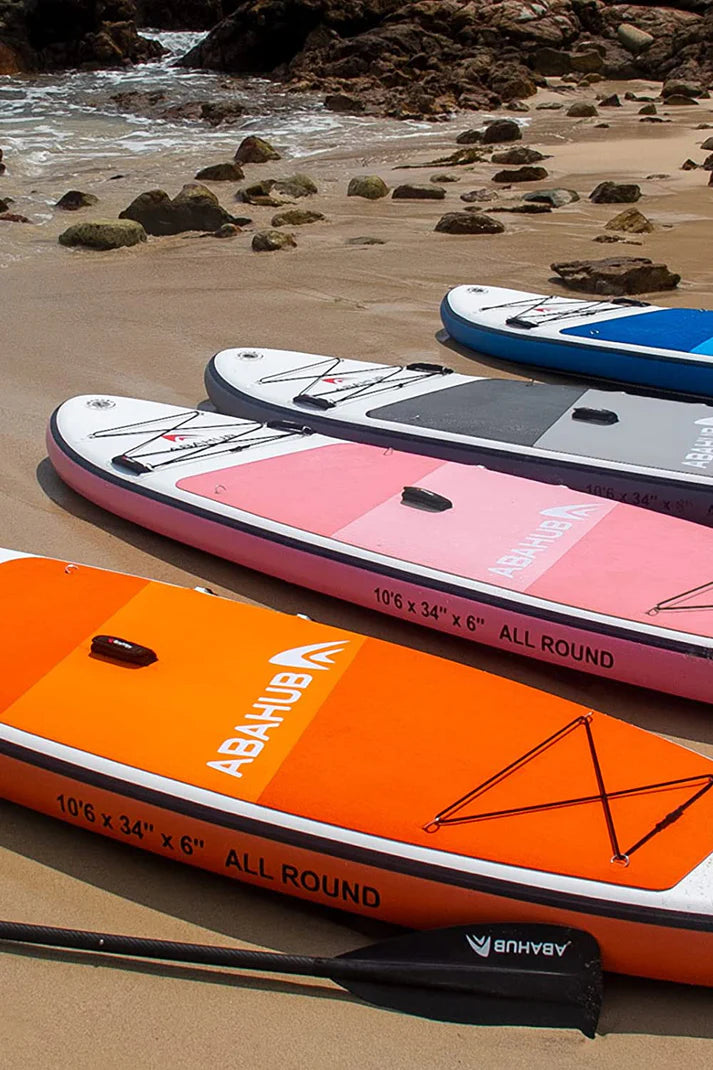 ABAHUB Opblaasbaar SUP Board 320 x 86 x 15 cm – Stand Up Paddleboard met Kajakzitje, Carbon Fiber Dubbele Peddel & Complete Accessoires – Tot 170 kg – Voor Yoga, Toeren & Familie