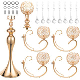 5-Armige - Gouden - Kandelaar - Kristallen - Tafeldecoratie - Hoog - Centrumstuk - Kaarsenhouder - Met - Glazen - Kaarsenkoppen - Voor - Diner - Bruiloft - Feest - Decoratie - Metaal - 66,5 cm - Hoog - Voor - Binnen - En - Buiten