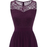 Lange Avondjurk Dames – Kanten Cocktailjurk Maxi Jurk Voor Feest – Chiffon Galajurk Met Ronde Hals – Ankle Length Jurk Voor Trouwfeest Ceremonie Prom Bruidsmeisje – Elegante Jurk Met Effen Kleur – XL Maat 142cm Lang