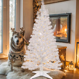 4FT Kunstmatige Witte Kerstboom – 122 cm – Witte Tinsel Boom – Ruimtebesparend Ontwerp – Stabiele Basis – Voor Binnen en Buiten Decoratie