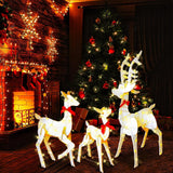 3 Delig - Verlichte Kerst Rendieren Set - Waterdicht Houten Kerst beelden - Buitendecoratie met LED Verlichting - Houten Silhouette Reindeer Beelden - Kerstfiguren voor Binnen en Buiten - Duurzaam en Weerbestend - voor Binnen / Buiten - Tuin en Woonkamer