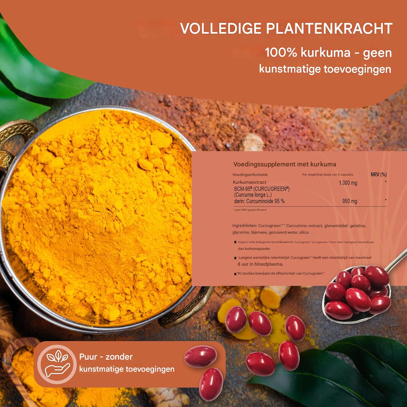 4x Wellpursan Curcuma Active (240 Capsules) – Hoogwaardige Kurkuma Capsules met BCM-95® – 7x Betere Opname, 100% Natuurlijk, GMO- en Glutenvrij