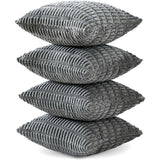 Set van 4 Kussenhoezen - Corduroy - 45 x 45 cm - Zacht en Duurzaam - Verborgen Rits - Decoratief voor Woonkamer, Slaapkamer, Sofa en Meer - Donkergrijs