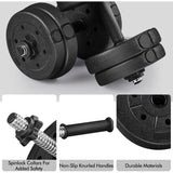 Verstelbare Dumbbell Set - 15kg - Thuis Fitness - Met 4 Spinlock Sluitingen - Inclusief 2 Dumbbell Bars - Kunststof &amp; Cement Gewichten - Voor Vrouwen &amp; Mannen