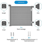Uittrekbaar Kinderhek - Veiligheidshek voor Trap en Deur - Grijs - 84 cm Hoog - Verstelbaar tot 140 cm Breed - Hek voor Kinderen, Huisdieren en Katten - Geschikt voor Binnen en Buiten
