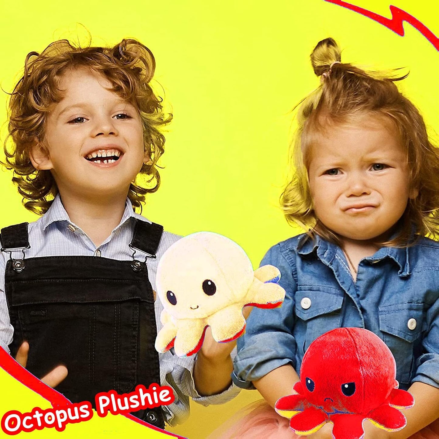 Omkeerbare Octopus Knuffel – Zachte Pluche Knuffel met Dubbele Gezichtsuitdrukking – TikTok Sensatie & Stressverlichtend Speelgoed – Verkrijgbaar in Meerdere Kleuren