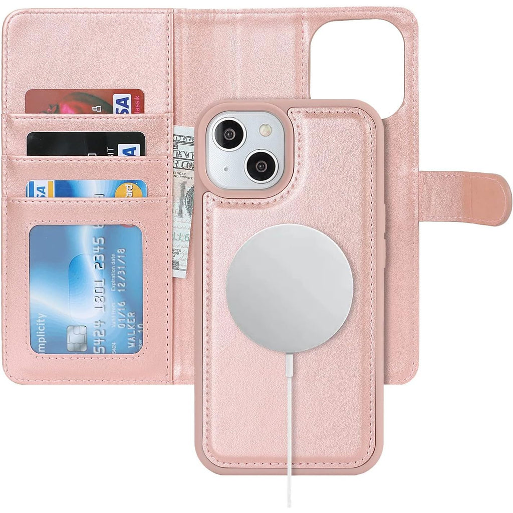 Hoesje iPhone 15 Magsafe Compatibel - Beschermhoes met Kaarthouder Flip Cover Lederen Portemonnee Case - Mode Accessoire Heren Luxe Design - Magnetische Sluiting - Stijlvolle Telefoonhoesje met Portefeuille Eigenschap