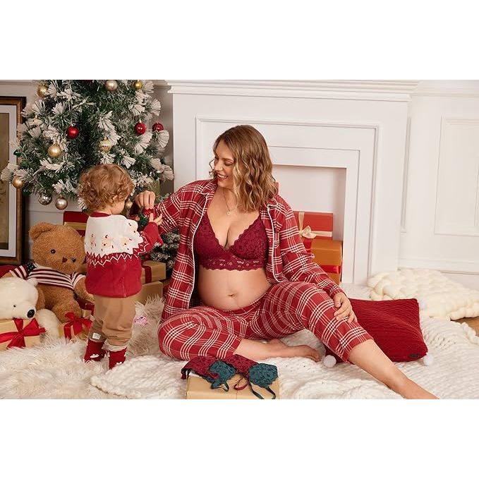 Momanda - Voedingsbeha - Kant - Beugelloos - Padded - Borstvoedings-BH - Maat 85C - Dames - Kanten Beha - Zwangerschapslingerie - Bralette