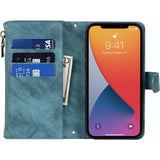 iPhone 12 Pro Max Hoesje Met Lanyard - iPhone 12 Pro Max Case - Flip Wallet Lederen Hoes - 9 Kaartsleuven - Dubbele Magnetische Sluiting - Beschermende Cover Voor iPhone 12 Pro Max - Lichtblauw - Shockproof TPU Beschermhoes