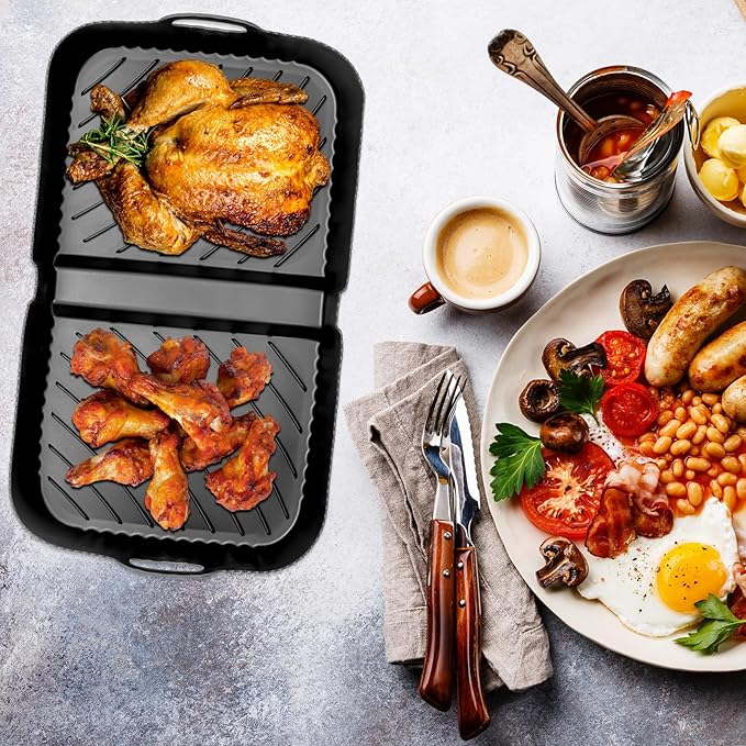 6 Stuks – Siliconen Airfryer Liner Geschikt Voor Ninja Foodi FlexDrawer AF500UK 10.4L – Herbruikbare Non-Stick Trays – Airfryer Accessoires – Hittebestendig – Vaatwasserbestendig – Voor Oven, Magnetron, Grill En Stoomoven