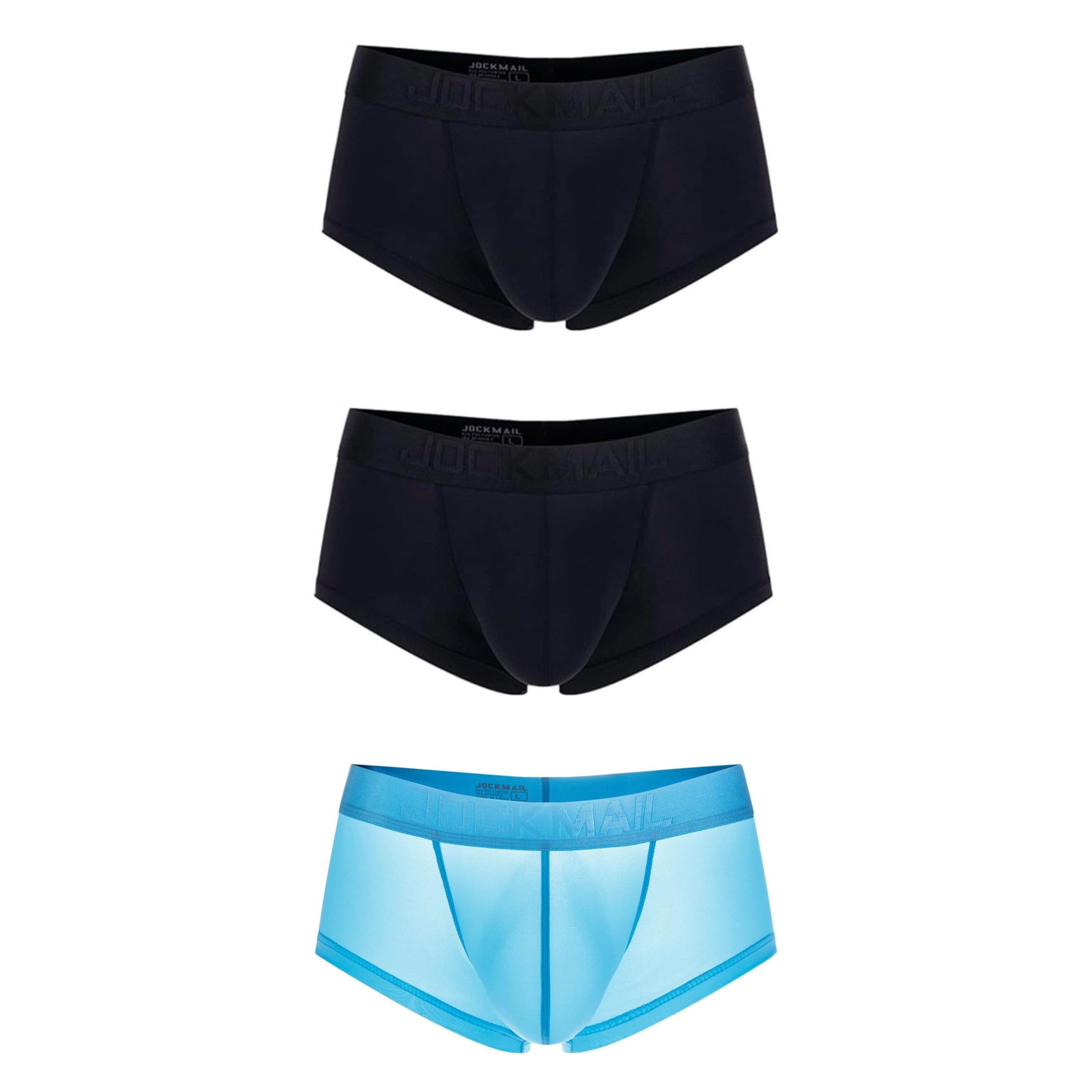 3 stuk Luxe Ice Silk Sexy Loom Heren Ondergoed Boxers in Ademend Micro Mesh, Ultra-dunne, Lage Taille Trunks, Maat XL - Set van 3 (2x Zwart, 1x Blauw) voor Superieur Comfort & Stijlvolle Uitstraling