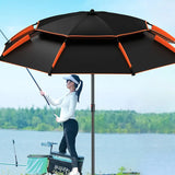 Zwarte & Oranje Terrasparasol 235 cm met Kantelmechanisme – UPF50+ UV-Bescherming, Dubbele Ventilatie, Draagtas inbegrepen – Ideaal voor Tuin, Strand, Camping of Picknick