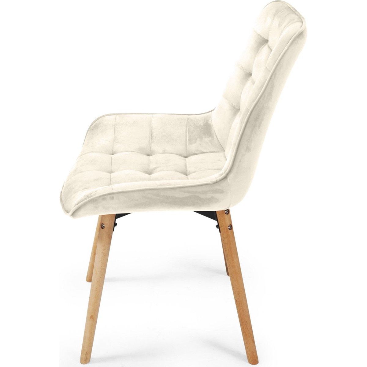 2 Stuks – Eetkamerstoelen – Velvet Fluwelen Stoelen – Gestoffeerde Keukenstoelen – Houten Poten – Comfortabele Zitting – Moderne Stoelenset – Set van 2 – Crème Kleur – Zachte Stof – Eetkamer – Woonkamer – Slaapkamerstoelen