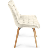 2 Stuks – Eetkamerstoelen – Velvet Fluwelen Stoelen – Gestoffeerde Keukenstoelen – Houten Poten – Comfortabele Zitting – Moderne Stoelenset – Set van 2 – Crème Kleur – Zachte Stof – Eetkamer – Woonkamer – Slaapkamerstoelen