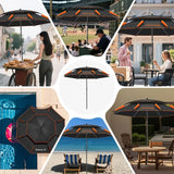 Zwarte & Oranje Terrasparasol 235 cm met Kantelmechanisme – UPF50+ UV-Bescherming, Dubbele Ventilatie, Draagtas inbegrepen – Ideaal voor Tuin, Strand, Camping of Picknick