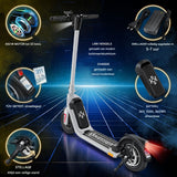 Kesser - E-Scooter met Krachtige 450W Motor - 3 Snelheidsstanden - 36V Verwijderbare 10Ah Accu voor 40 km Actieradius - Carbon-Staal Design - TÜV Gecertificeerd - Snel Oplaadbaar met USB en Handige Smart Features