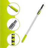 3-in-1 Telescopische Uitschuifbare Steel 1,2–3,96 m met Draaibare Metalen Kop – Lichtgewicht &amp; Duurzaam Aluminium – Voor Ramen Wassen, Dakgootreiniging, Stoffen, Schilderen &amp; Fruit Plukken – Groen/Zwart Design met Fliptab Vergrendeling