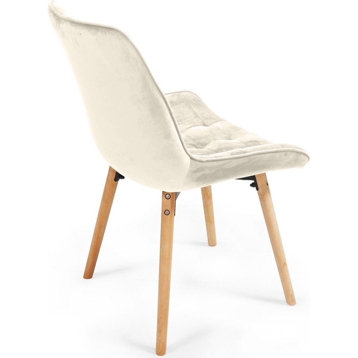 2 Stuks – Eetkamerstoelen – Velvet Fluwelen Stoelen – Gestoffeerde Keukenstoelen – Houten Poten – Comfortabele Zitting – Moderne Stoelenset – Set van 2 – Crème Kleur – Zachte Stof – Eetkamer – Woonkamer – Slaapkamerstoelen