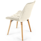 2 Stuks – Eetkamerstoelen – Velvet Fluwelen Stoelen – Gestoffeerde Keukenstoelen – Houten Poten – Comfortabele Zitting – Moderne Stoelenset – Set van 2 – Crème Kleur – Zachte Stof – Eetkamer – Woonkamer – Slaapkamerstoelen