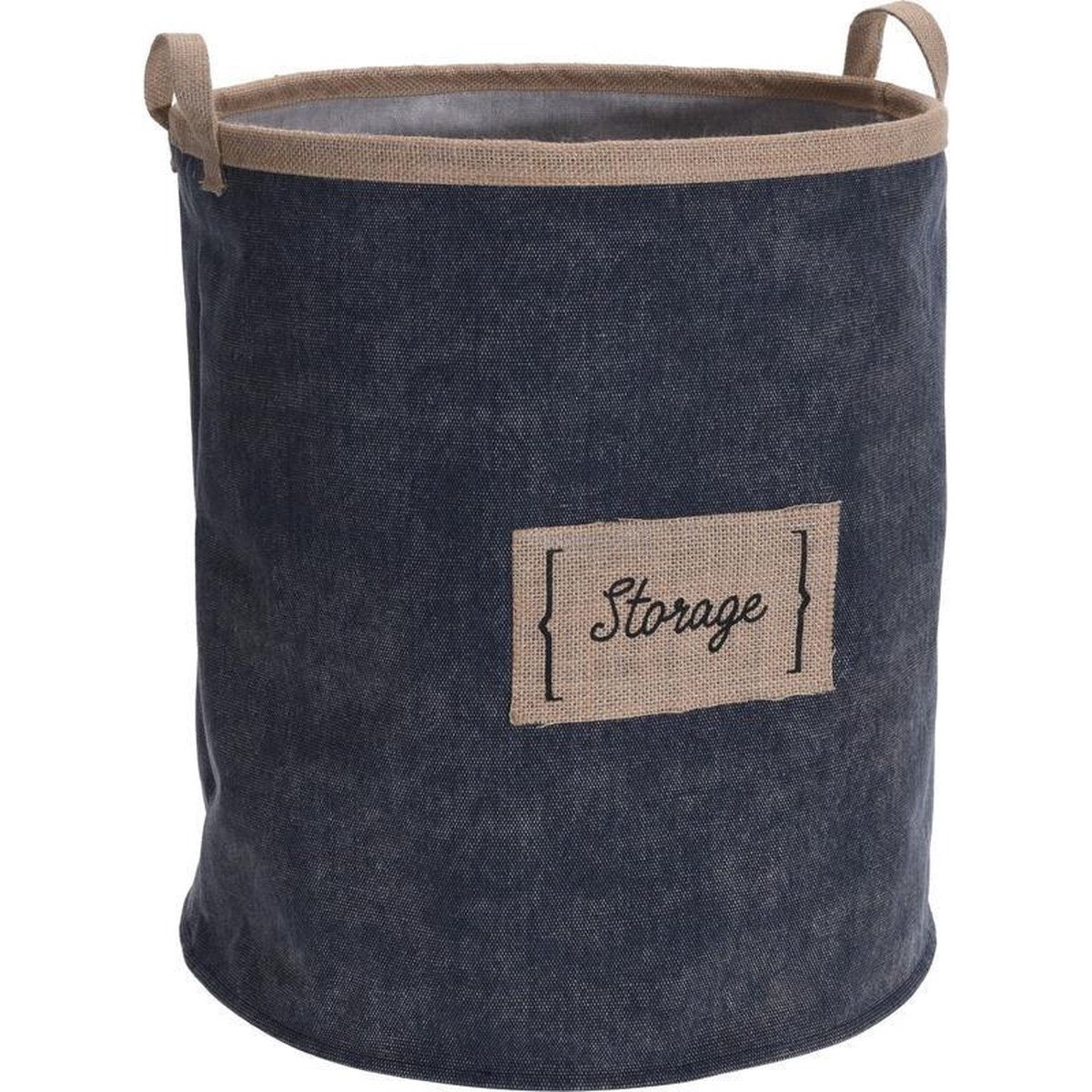 Denim Stijl Waszak - 50 cm - Ruime en Stevige Opbergzak - Inklapbaar - Milieuvriendelijke Wasmand van Jute - Voor Vuile Was, Speelgoed, Dekens of Kledingopslag - Lichtgewicht en Duurzaam