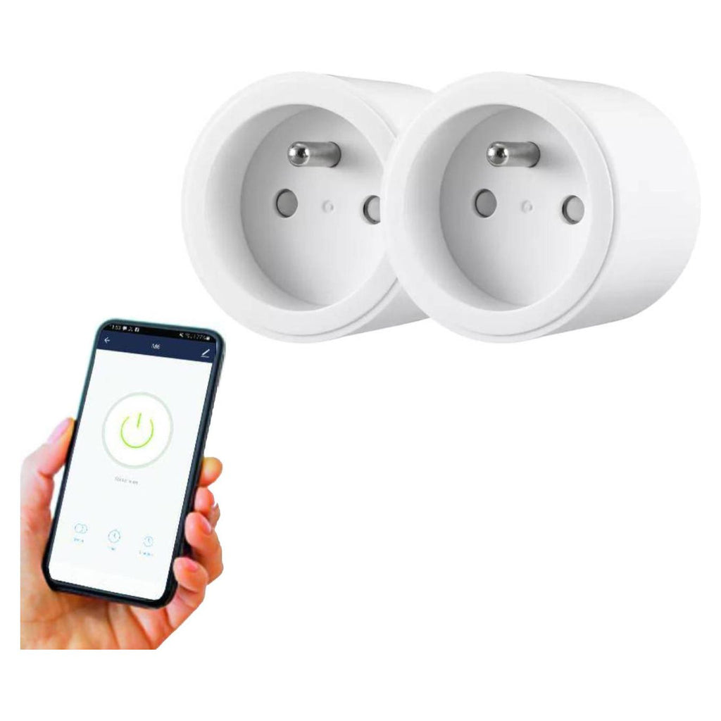 2 Stuks – Qnect WiFi Stopcontacten – Slimme Stopcontacten 16A – Wit – Compatibel met Alexa en Google Home – Energiebeheer – Afstandsbediening via App