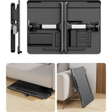 Multifunctionele PVC Tafel - Verstelbaar & Opvouwbaar - Boekensteun, Laptopstopper, Opberglade, Tabletsleuf - 60x45x28cm - Zwart