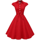 Dames 1950s Retro Swing Jurk – Vintage Rockabilly Stijl – Met Capmouwtjes, V-Hals, Verwijderbare Riem – Elegante A-Lijn Cocktailjurk – Perfect Voor Feestjes, Bruiloften en Formele Gelegenheden - Rood
