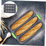 2-Stuks Siliconen Broodvorm Set - Mini-Bakplaten voor Zelfgebakken Brood en Franse Broodjes - Duurzaam, Hittebestendig met Groene Handgrepen