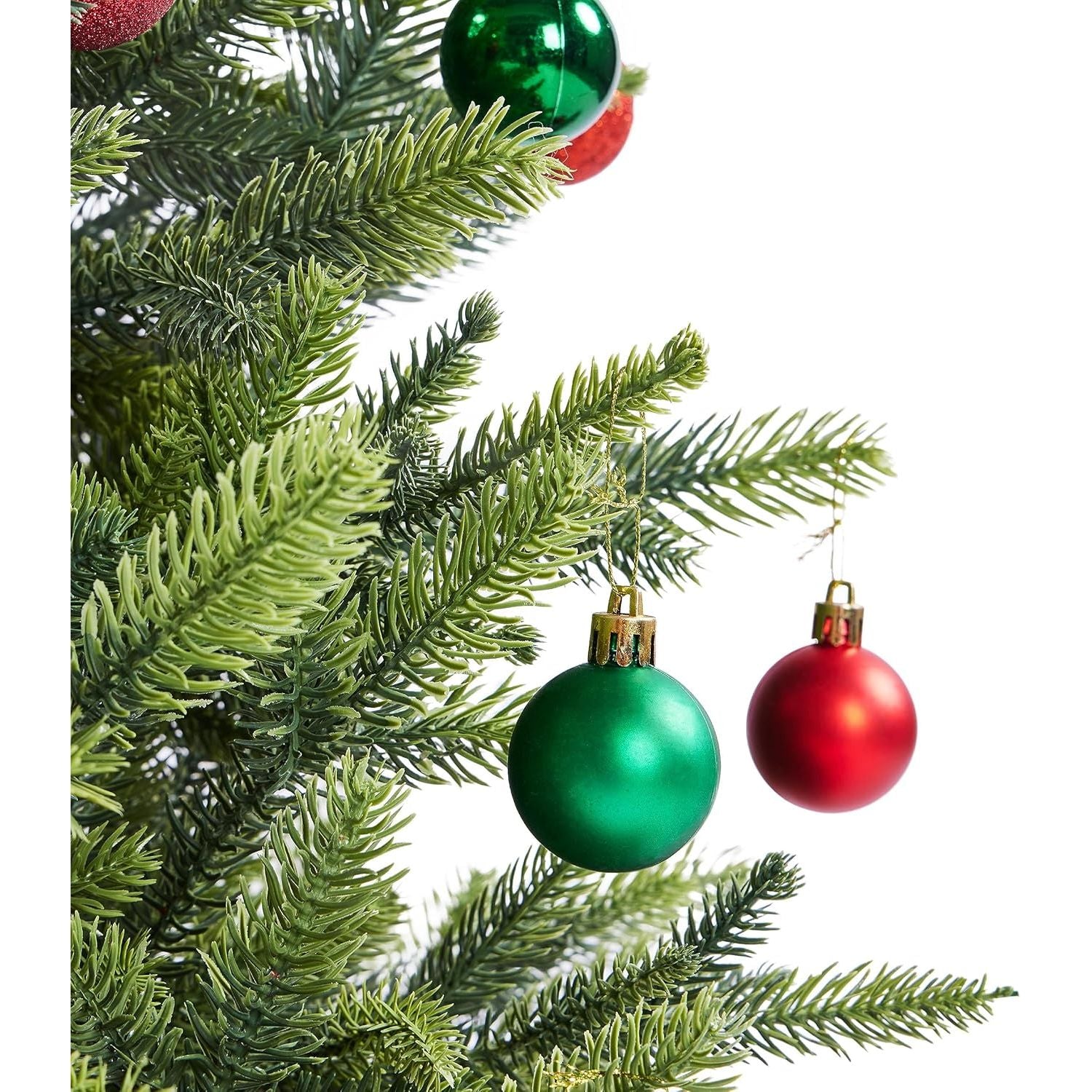 Yaheetech Mini Kunstkerstboom - 61 cm Hoog - Tafelkertboom met Cementbasis in Rode Stoffen Zak - Compacte Onverlichte Kerstdecoratie - Groene PE Naalden - 1 Stuk