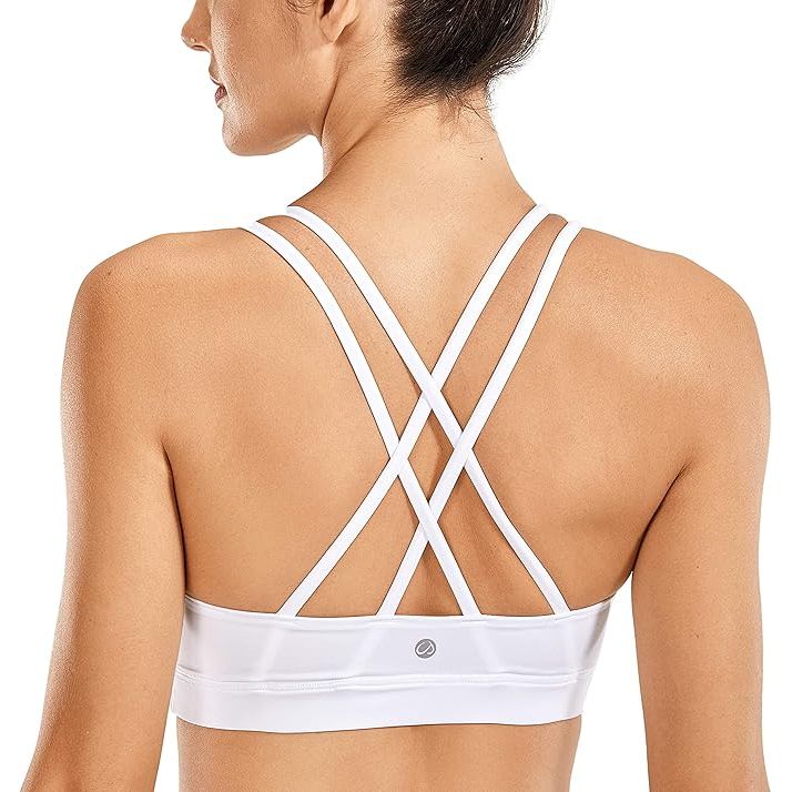 CRZ YOGA - Dames Strappy Back Sport BH - Maat M - Zonder Beugel - Medium tot Low Impact - Criss-Cross Bandjes - Verwijderbare Pads - Ademend en Comfortabel - Voor Yoga en Workouts