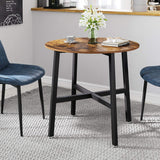 Ronde Eettafel Ø80 cm – Industriële Keukentafel Voor Woonkamer Of Kantoor – Rustiek Bruin Tafelblad En Zwart Stalen Frame – VASAGLE Stijlvolle Ronde Tafel – Stevige Eettafel Voor 2–4 Personen – 80 x 75 cm