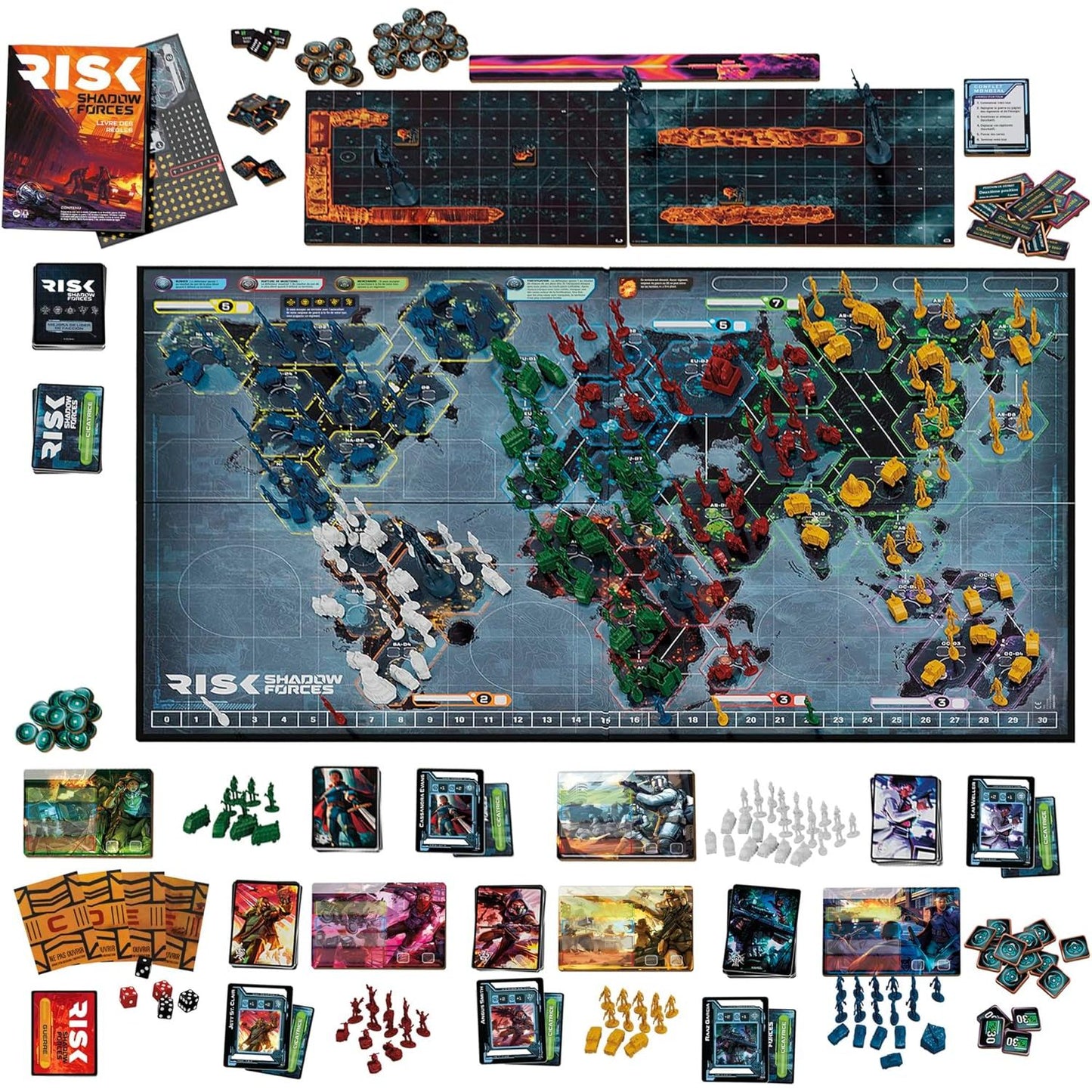 HASBRO Risk Shadow Forces – Strategisch Legacy Bordspel – Campagne van 15 Missies – 2 Dubbelzijdige Speelborden – 5 Miniaturen – Tactische Kaarten – Verborgen Spelonderdelen – Voor 3-5 Spelers