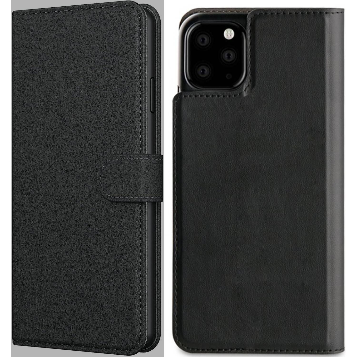 iPhone 11 Flip Hoesje – PU Leren Boekhoesje – Magnetische Sluiting – Wallet Case met Kaarthouder – Telefoonstandaard – Luxe Mat Zwart