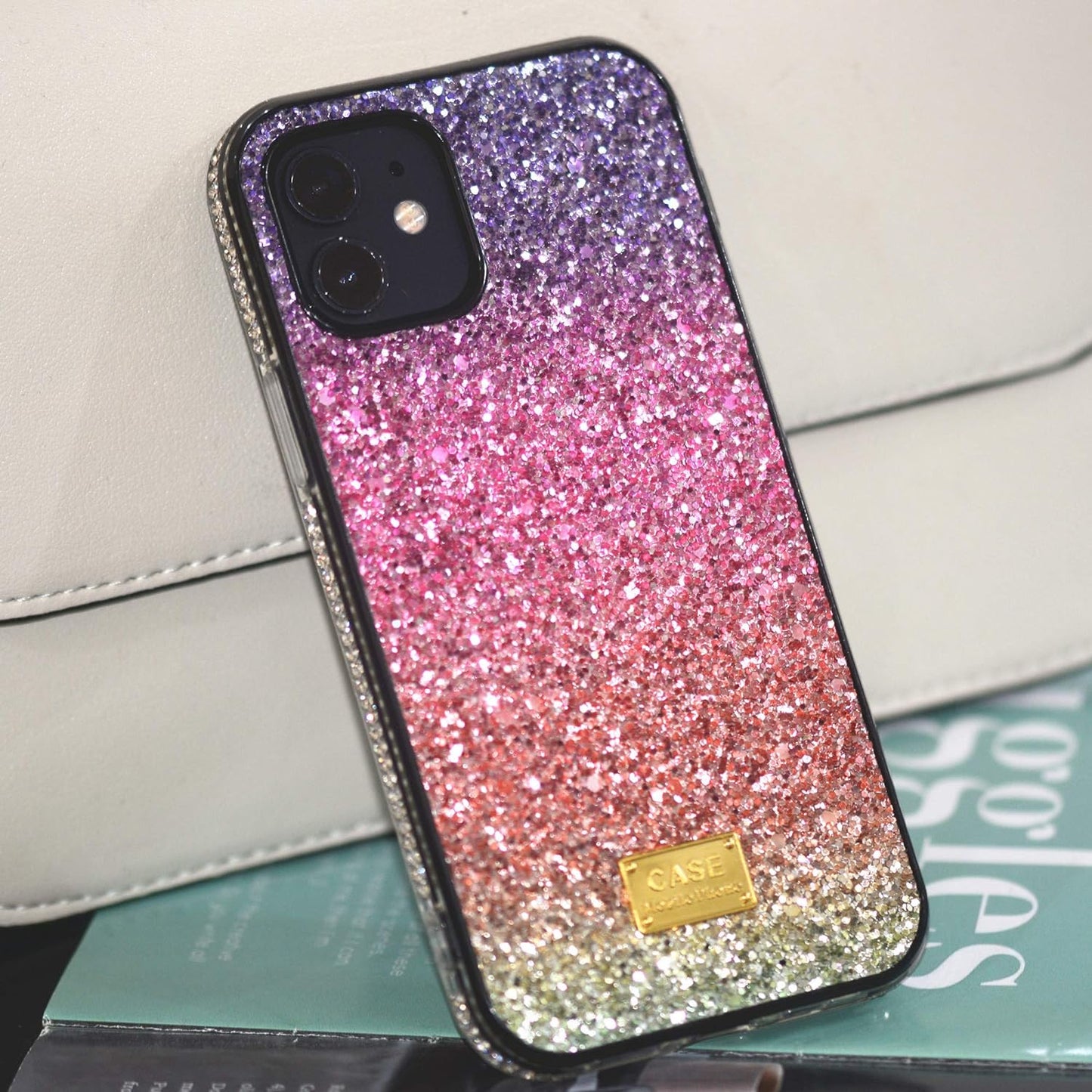 Luxe Muntonski Regenboog Gradiënt Hoesje voor iPhone 12 en 12 Pro - 6.1 inch - Bling Glitter met Strass - Elegant en Modieus - Lichtgewicht en Duurzaam