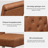 2 Stuks - Eetkamerstoelen met Hoge Rugleuning - Kunstleer met Zachte Vulling - Houten Poten - Ergonomisch Ontwerp - Retro Bruin - Voor Keuken, Eetkamer of Woonruimte