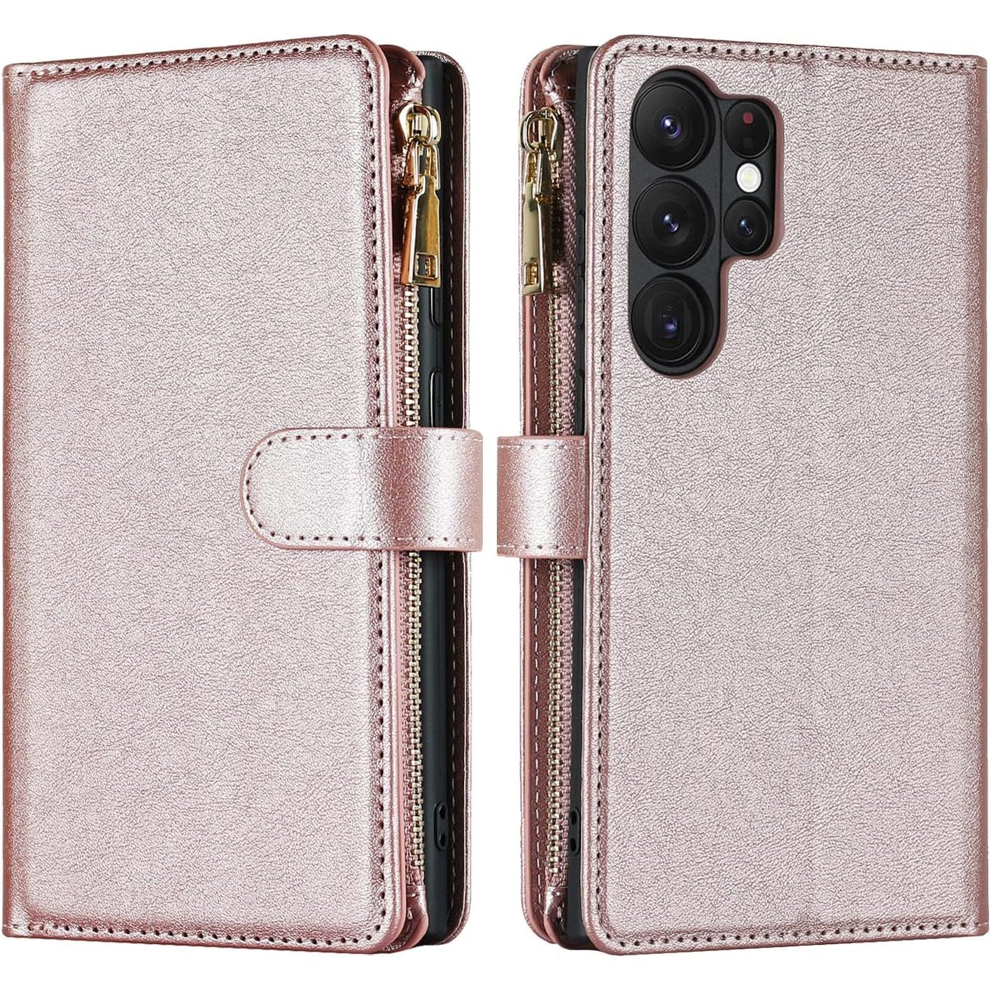 Mobiele Telefoonketting Samsung S23 Ultra Hoesje met Riem - Mobiele Telefoon Hoesje Samsung S23 Ultra - Flip Leren Portemonnee Hoesje - [9 Kaartsleuven] [Magnetisch] - Flip Hoesje Beschermhoes voor Samsung Galaxy S23