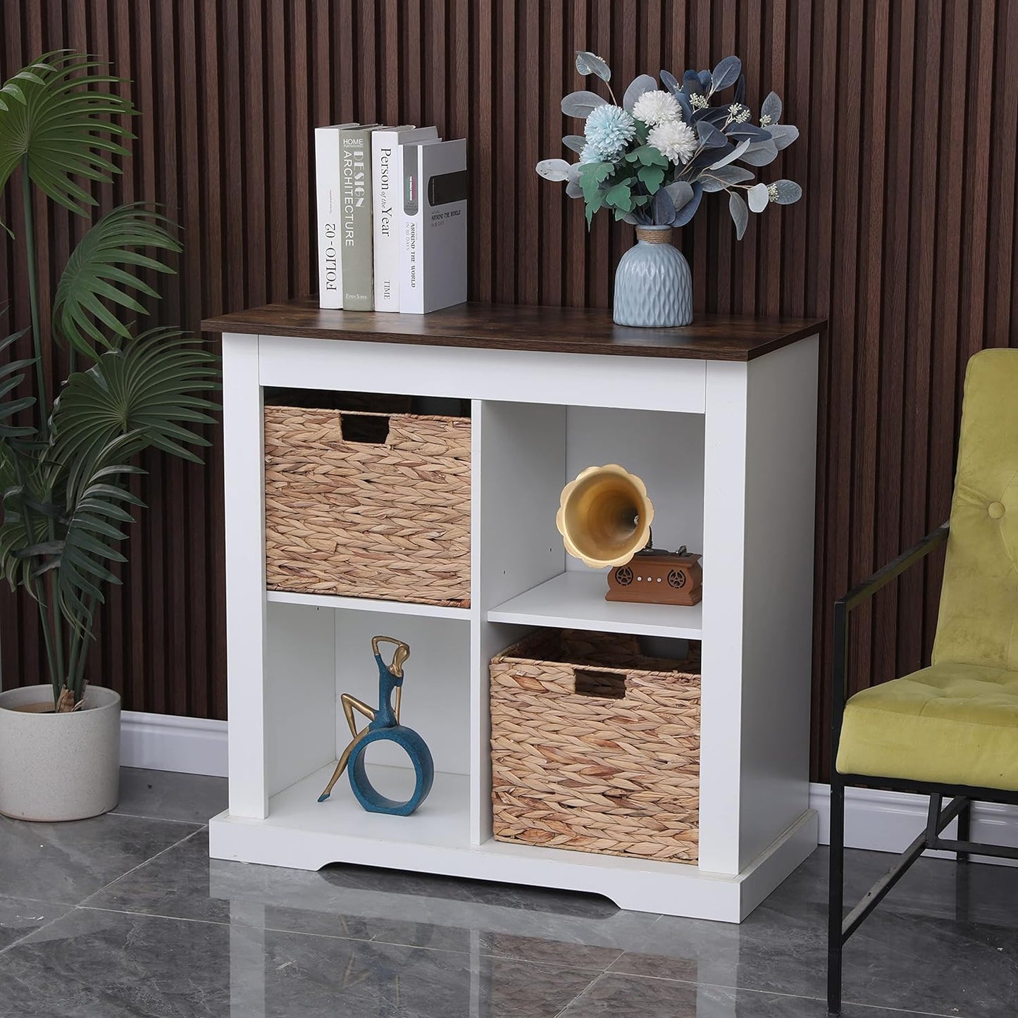 Set van 2 Natuurlijke Waterhyacint Opbergmanden 12x12 inch - Perfect voor Slaapkamer, Woonkamer & Kinderkamer, Stijlvolle Geweven Manden voor Schappen