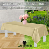 2-Pack Beige Premium Wegwerp Plastic Tafelkleed 137x274cm Rechthoekige Tafelbekleding - Hoogwaardige Eenmalige Plastic Tafelhoes voor Feesten en Evenementen - Duurzaam en Waterbestendig - Gemakkelijk Schoon te Maken